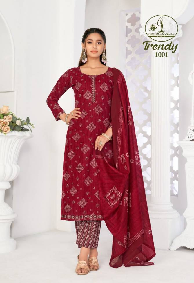 Trendy Vol 1 By Miss World Choice Printed Cotton Dress Material Wholesale Market In Surat
